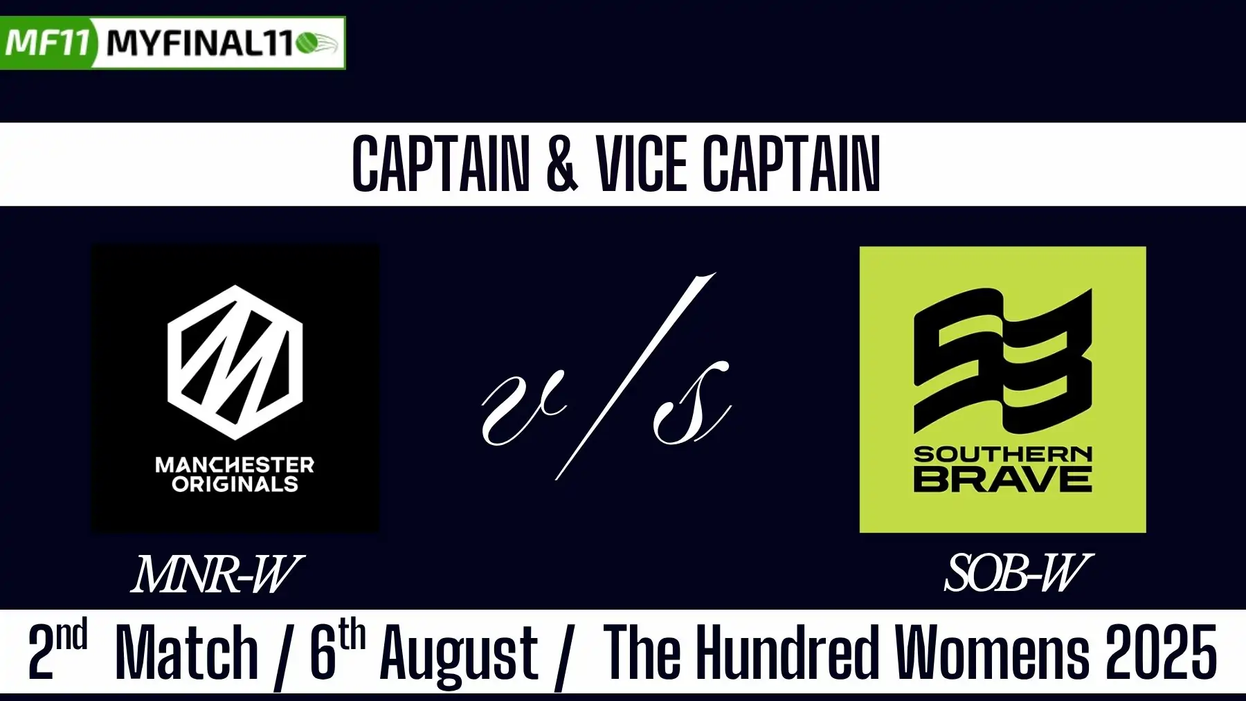 MNR-W vs SOB-W Top 3 Captain Pick 2nd Match, 6th August